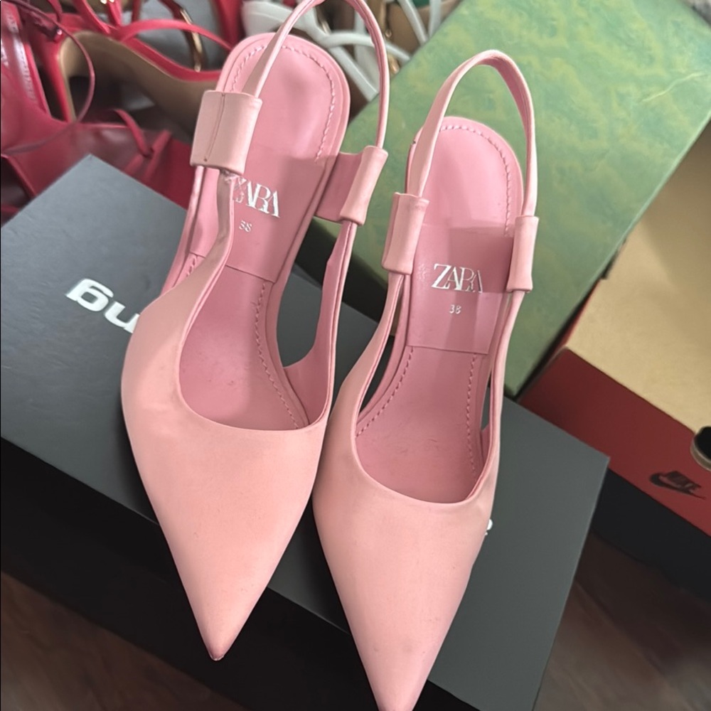 Zara Pink Slingback Heels